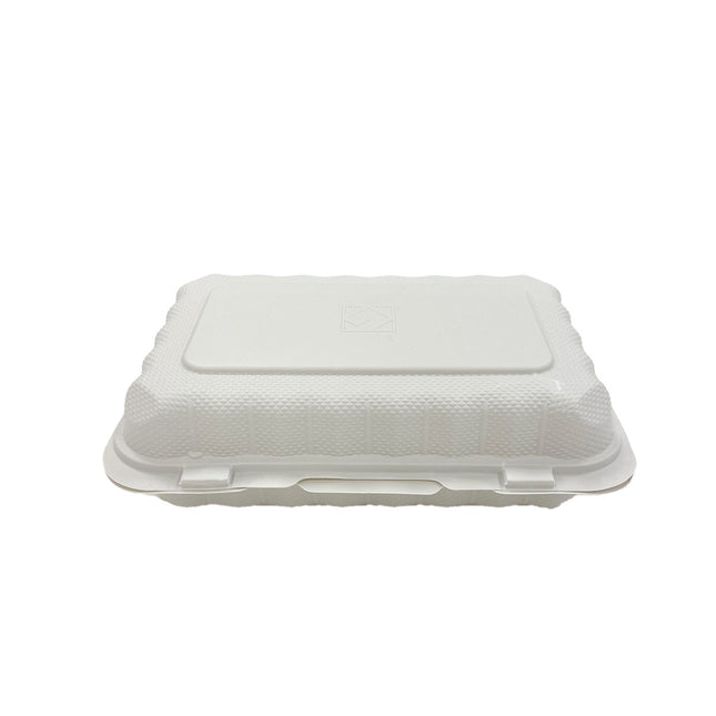 206 MFPPHT1 ProPlanet 9" x 6 1/2" x 2 3/4" White Mineral-Filled 1 Compartment Hinged Lid Takeout Container - 150/Pack