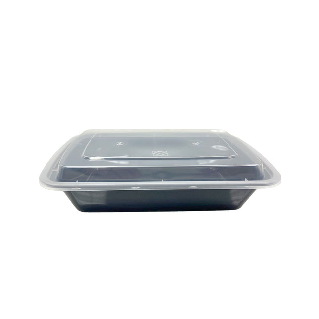 32 oz. (878) Rectangular Microwavable Heavy Weight Container with Lid 8 3/4" x 6" x 2 1/4" - 150/Case
