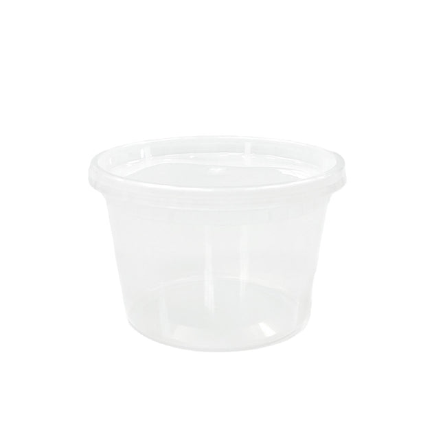 Microwavable Translucent Plastic Deli Container and Lid Combo Pack - 16 oz. - 200/Case