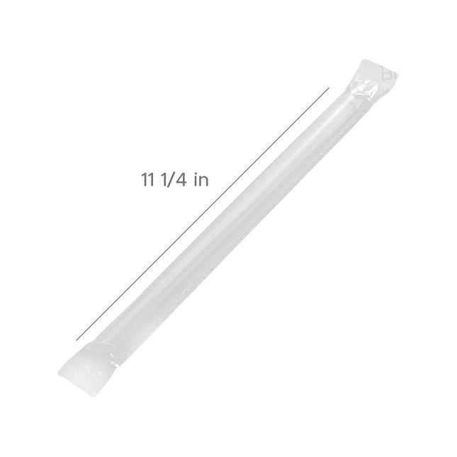 [Customize] 11 1/4" Boba / Jumbo Pointed Plastic Straw [Ind. Wrapped With Paper] 2000pcs/case
