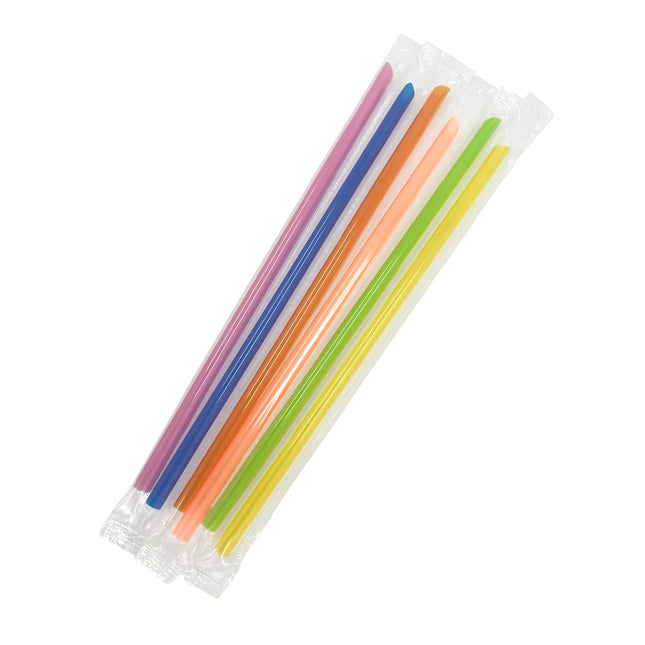 8 1/4" Sip / Juice Pointed Plastic Straw [Ind. Wrapped With Plastic] 5000pcs/case
