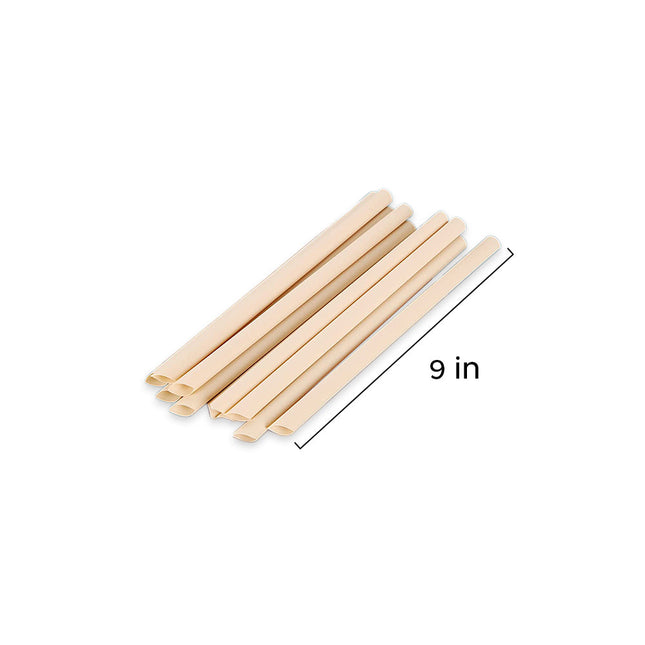 [Customize] 9" Sip / Juice Pointed Bamboo Straw [Ind. Wrapped With Paper] 2000pcs/case