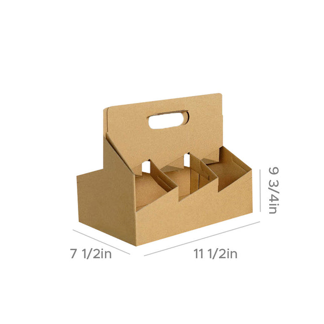 Corrugated Cardboard Six Cup Carrier Holder 11 1/2” X 7 1/2” X 9 3/4” 100pcs/Case