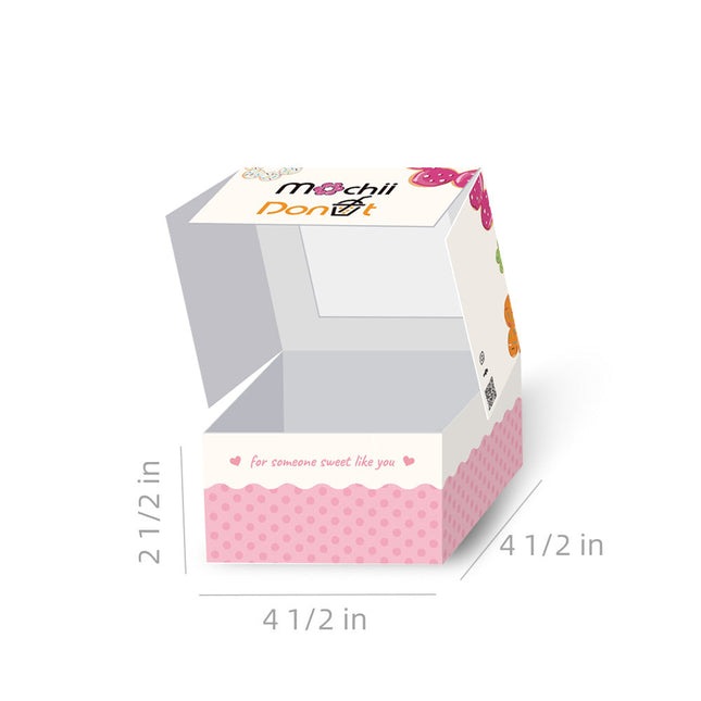 [Customize] White Cardboard Full Color Printing Mochi Donut  Box for 1pc w. PE Window 4 1/2” X 4 1/2” X 2 1/2”
