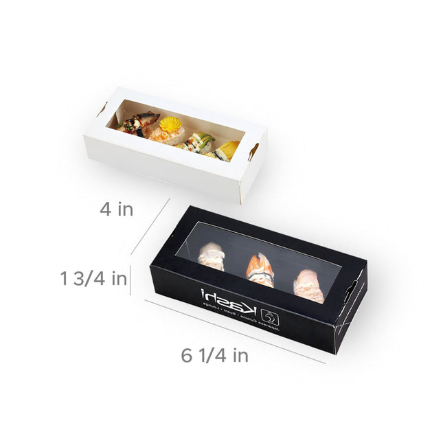 [Customize] White Cardboard Full Color Printing Sushi Box w. PE Window 6 1/4” X 4” X 1 3/4” 400pcs/Case