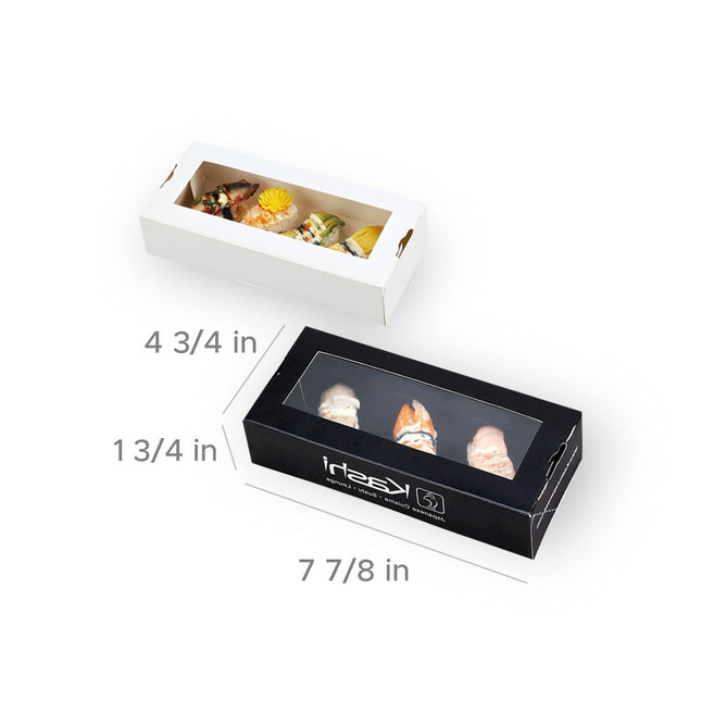[Customize] White Cardboard Full Color Printing Sushi Box w. PE Window 7 7/8” X 4 3/4” X 1 3/4” 400pcs/Case