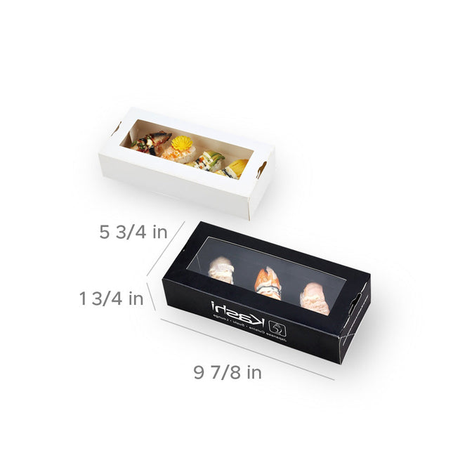 [Customize] White Cardboard Full Color Printing Sushi Box w. PE Window 9 7/8” X 5 3/4” X 1 3/4” 400pcs/Case