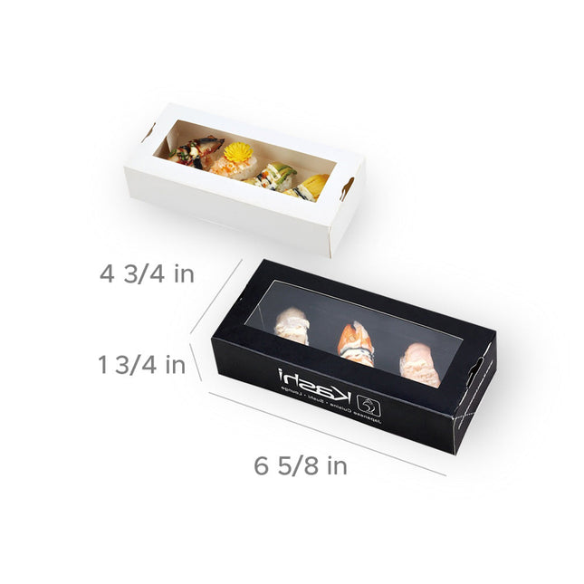 [Customize] White Cardboard Full Color Printing Sushi Box w. PE Window 6 5/8” X 4 3/4” X 1 3/4” 400pcs/Case