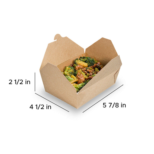 Kraft Poly Coated Folded Paper #8 Take Out Container 45oz, 6 1/2 X 5 1/8 X 2 1/2 ,  300pcs/Case