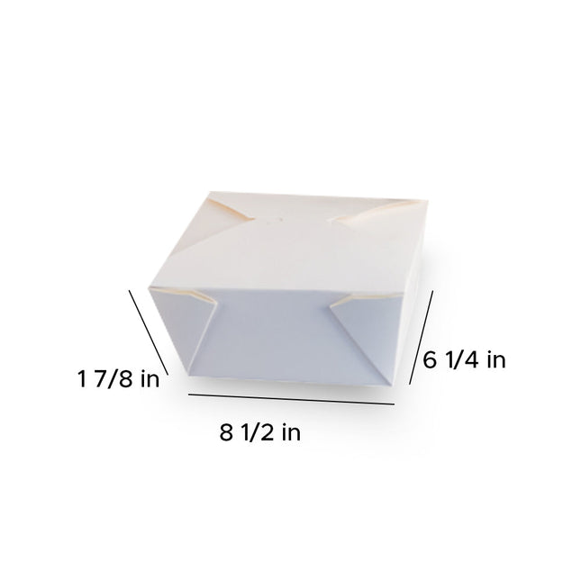 Poly Coated Folded Paper #2 Take Out Container 33.8oz, 8 1/2 X 6 1/4 X 1 7/8 , 200pcs/Case