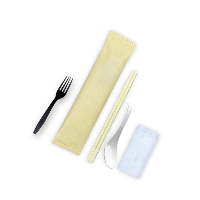 Compostable Individually Wrapped Heavy Weight Corn Starch Utensil w. Jumbo Spoon 300set/Case