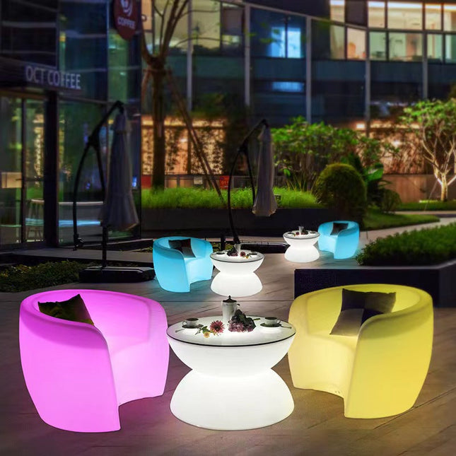 Glowing Bar Table And Chair Set For Ktv Simple Coffee Table Outdoor Leisure Creative Round Coffee Table
