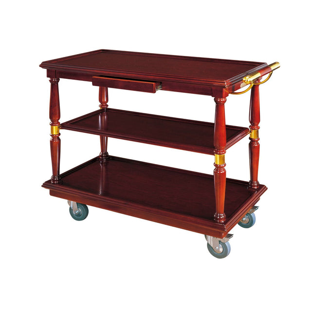 Trolley Hotel Service Solid Wood Three Layer Tea Cart Catering With Locking Wheels For Kitchen Hotels Restaurants