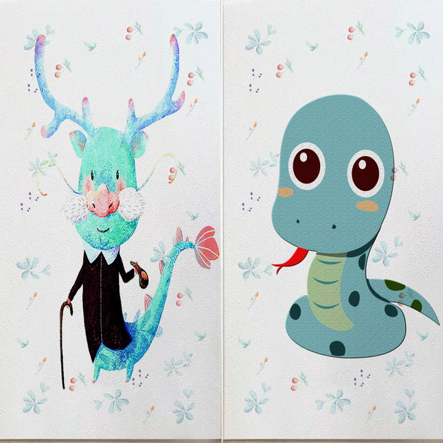 Wallpaper Self Adhesive 3D Wall Stickers Children'S Room Kindergarten Thickened Anime Stickers Twelve Zodiac