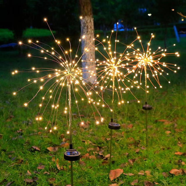 Ground Mounted LED Firework Lights Solar Powered Light Copper Wire Park Light Outdoor Decoration