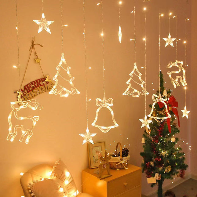 LED Star Lights Battery Powered Twinkle Star Moon Fairy Lights Curtain String Lights Decoration