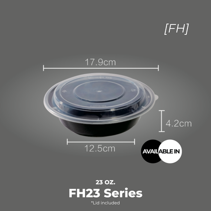 [FH23 Series] 23 oz. Round Microwavable Heavy Weight Container with Lid 7" [150pcs/cs]