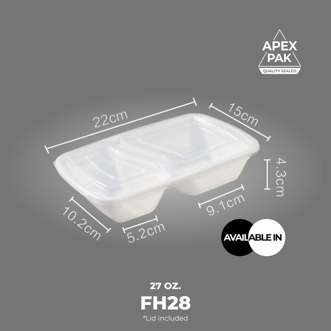 [FH28] AP 27 oz. Rectangular Microwavable Heavy Weight Container with Lid 8 3/4" x 6" x 1 3/4" [150pcs/cs]