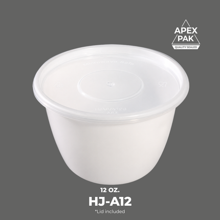 [HJ-A12] AP 12 oz. Round Microwavable Heavy Weight Container with Lid 4 1/4" [500pcs/cs]