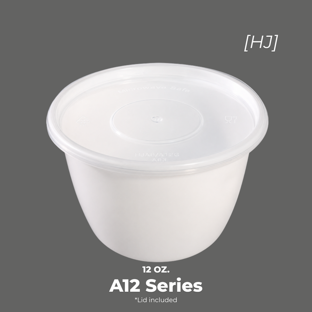 [A12 Series] 12 oz. Round Microwavable Heavy Weight Container with Lid 4 1/4" [500pcs/cs]