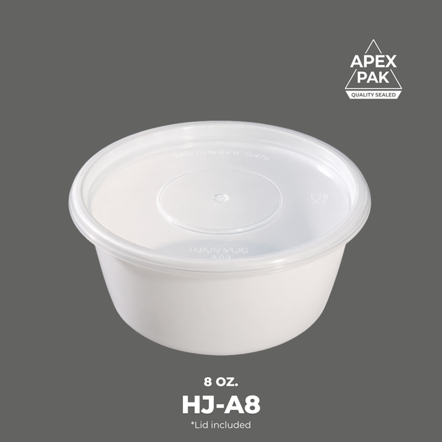 [HJ-A8] AP 8 oz. Round Microwavable Heavy Weight Container with Lid 4 1/4" [500pcs/cs]