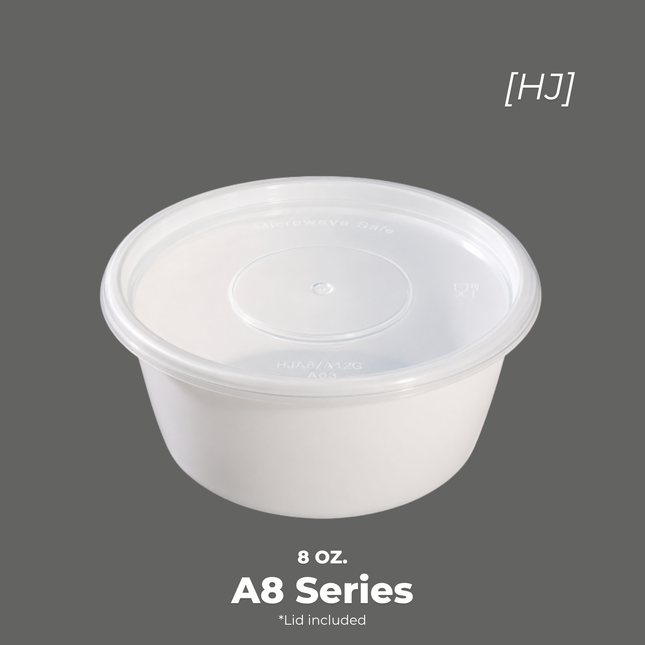 [A8 Series] 8 oz. Round Microwavable Heavy Weight Container with Lid 4 1/4" [500pcs/cs]