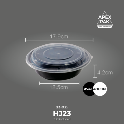 [HJ23] AP 23 oz. Round Microwavable Heavy Weight Container with Lid 7" [150pcs/cs]