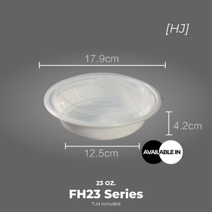 [FH23 Series] 23 oz. Round Microwavable Heavy Weight Container with Lid 7" [150pcs/cs]
