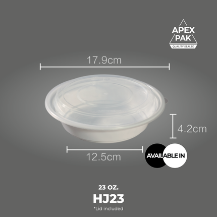 [HJ23] AP 23 oz. Round Microwavable Heavy Weight Container with Lid 7" [150pcs/cs]