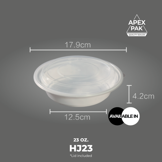 [HJ23] AP 23 oz. Round Microwavable Heavy Weight Container with Lid 7" [150pcs/cs]