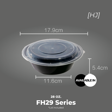 [FH29 Series] 28 oz. Round Microwavable Heavy Weight Container with Lid 7" [150pcs/cs]