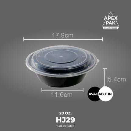 [HJ29] AP 28 oz. Round Microwavable Heavy Weight Container with Lid 7" [150pcs/cs]
