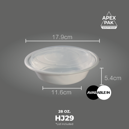 [HJ29] AP 28 oz. Round Microwavable Heavy Weight Container with Lid 7" [150pcs/cs]