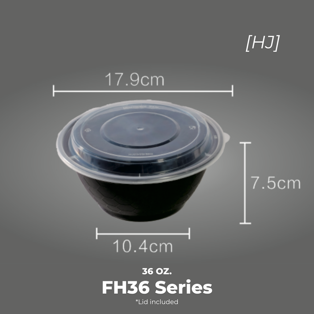 [FH36 Series] 36 oz. Round Microwavable Heavy Weight Container with Lid 7" [150pcs/cs]