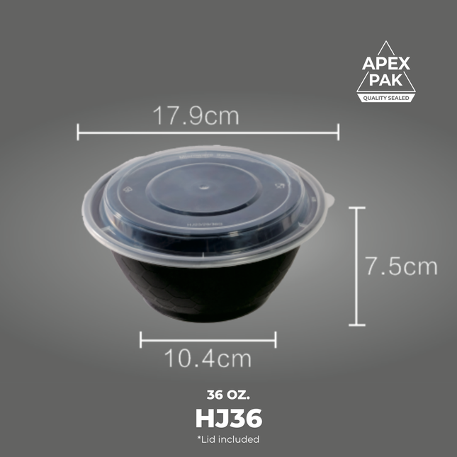 [HJ36] AP 36 oz. Round Microwavable Heavy Weight Container with Lid 7" [150pcs/cs]