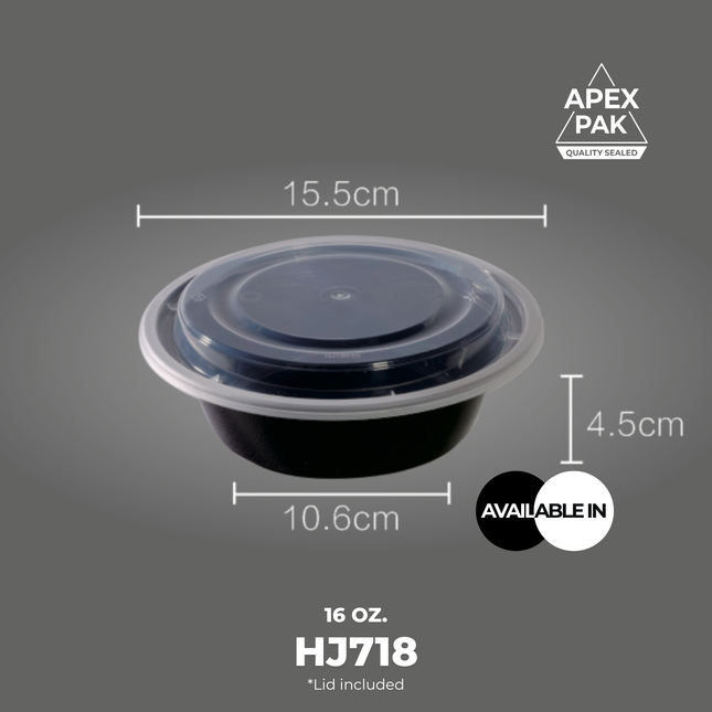 [HJ718] AP 16 oz. Round Microwavable Heavy Weight Container with Lid 6 1/4" [150pcs/cs]