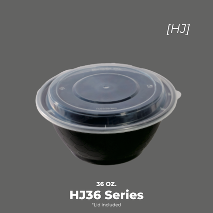 [HJ36 Series] 36 oz. Round Microwavable Heavy Weight Container with Lid 7" [150pcs/cs]