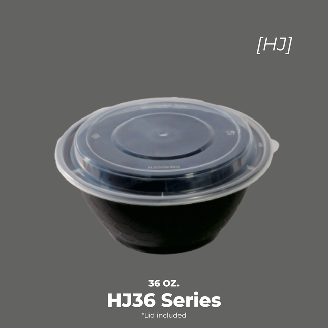 [HJ36 Series] 36 oz. Round Microwavable Heavy Weight Container with Lid 7" [150pcs/cs]