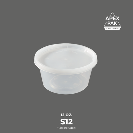 [S12] 12 oz. Round Microwavable Translucent Plastic Deli Container and Lid Combo Pack 4 1/2" [240pcs/cs]