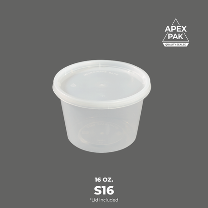 [S16] AP 16 oz. Round Microwavable Translucent Plastic Deli Container and Lid Combo Pack 4 1/2" [240pcs/cs]