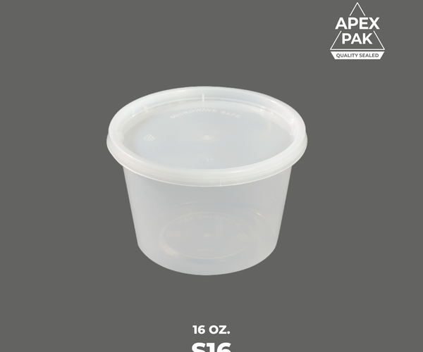 Clear 16 oz Microwavable Deli Container S16 Combo 240 Qty, Available