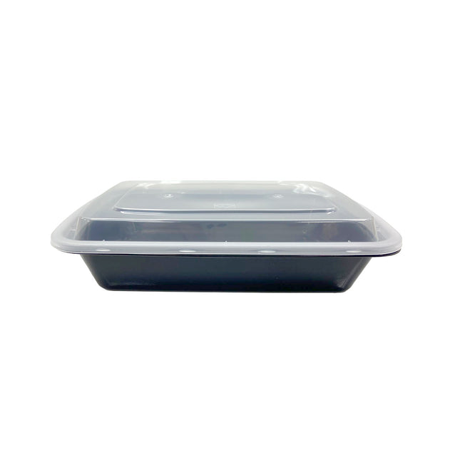 26盎司（668）长方形可微波食品塑料餐盒（含盖）- 8 3/4" x 6" x 1 3/4" - 150套/箱