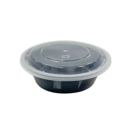 16盎司（818）圓形可微波食品塑料餐盒（含蓋）- 6 1/4 英寸 - 150套/箱