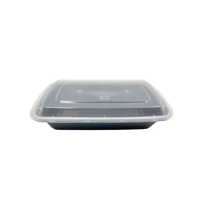 28盎司（868）長方形可微波食品塑料餐盒（含蓋）- 8 3/4" x 6" x 2" - 150套/箱