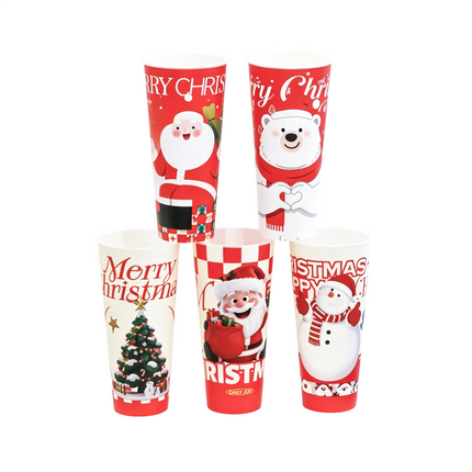 Diameter 90-700ml / 24oz PP Injection Cup Flat Bottom (IML, 5 Assorted Designs Included) 500pcs/Case