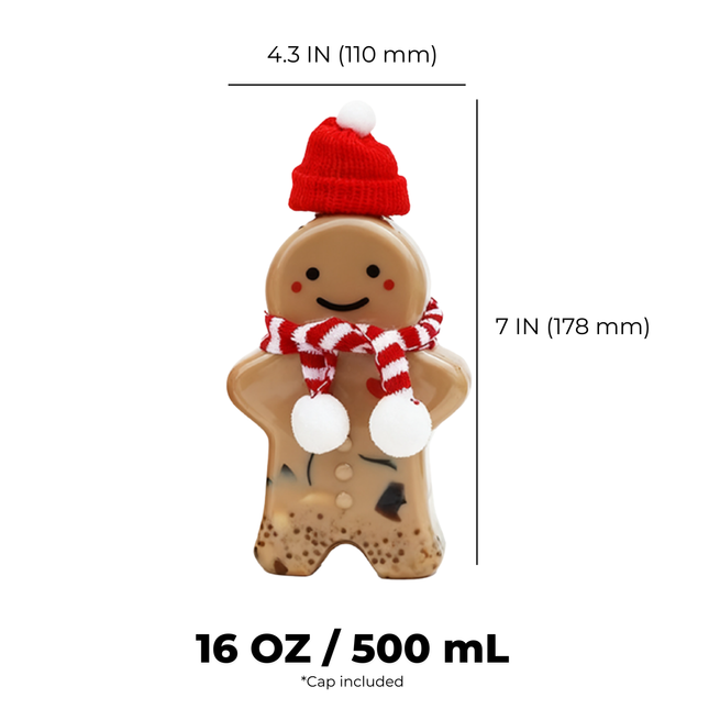 500ml / 16oz PET Plastic Cup Gingerbread Man Cup 100pcs/Case