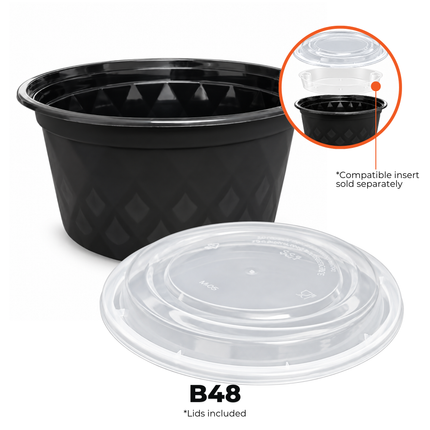 [B48] 48 oz. Round Microwavable Heavy Weight Container with Lid [150set/cs]