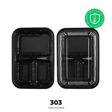 [PP] 303 Black Japanese Bento Box 270 SET ( 45 * 6 ) [SAFE FOR HOT FOOD]