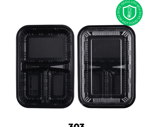PP] 303 Black Japanese Bento Box 270 SET ( 45 * 6 ) [SAFE FOR HOT