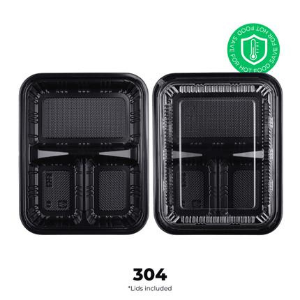 [PP] 304 Black Japanese Bento Box 252 SET ( 42 * 6 ) [SAFE FOR HOT FOOD]